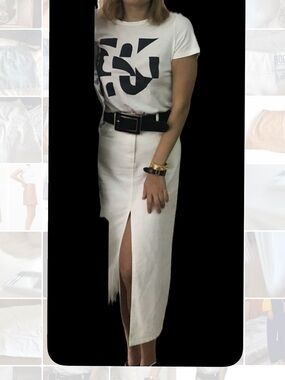 BDG White Denim Midi Skirt | Size m | Minimal Straight Fit